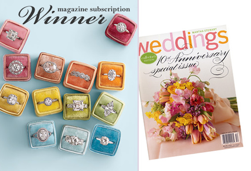 Magazine Subscription Giveaway Winner Announced: Martha Stewart Weddings