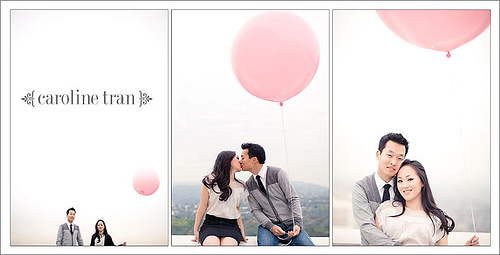 Tina & Tim's Los Angeles Engagement Photos with Pink Balloon
