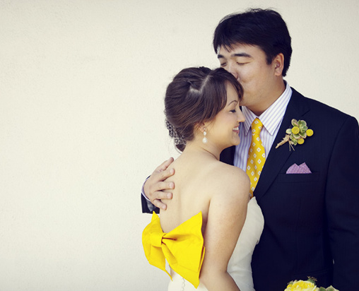 Lemon Yellow Wedding Ideas at The Monterey Buddhist Temple