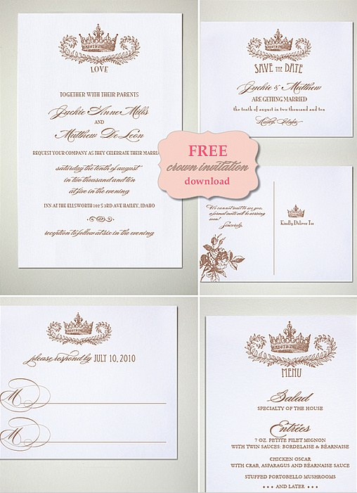 Free Crown Wedding Printables: DIY Invitations & More