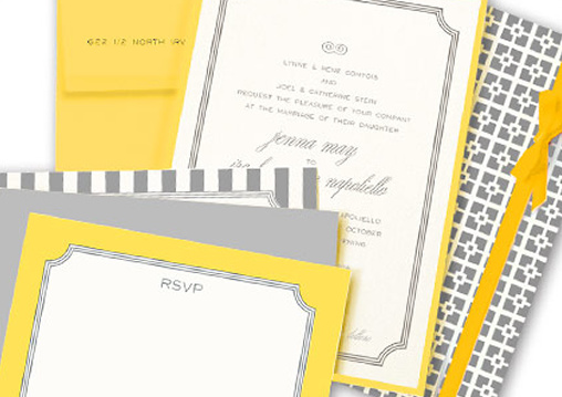 Charming Yellow and Gray Wedding Invitations for Modern Couples