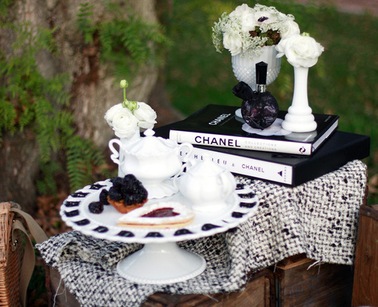 Chanel-Inspired Wedding: Chic Black, White, and Red Details at Brookside
