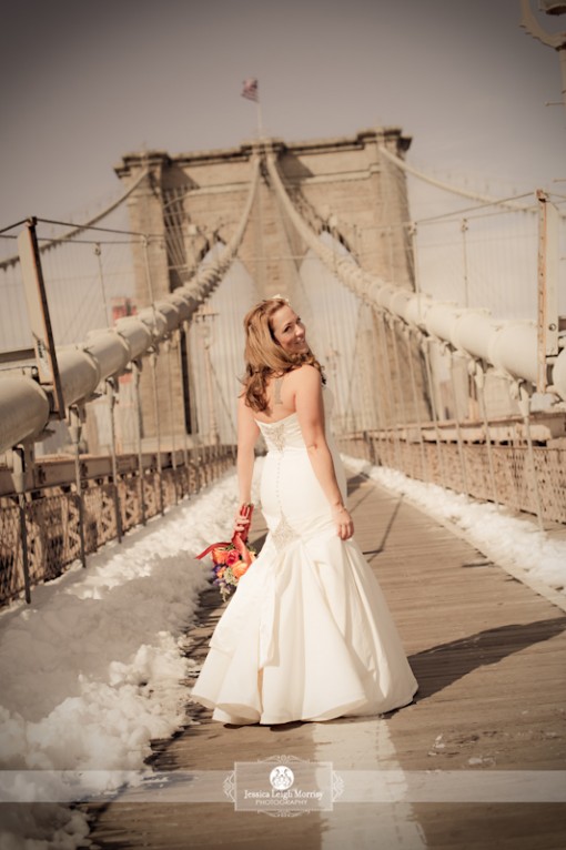 Brooklyn Bridge Bridal Portraits: A Snowy Winter Wedding Dream