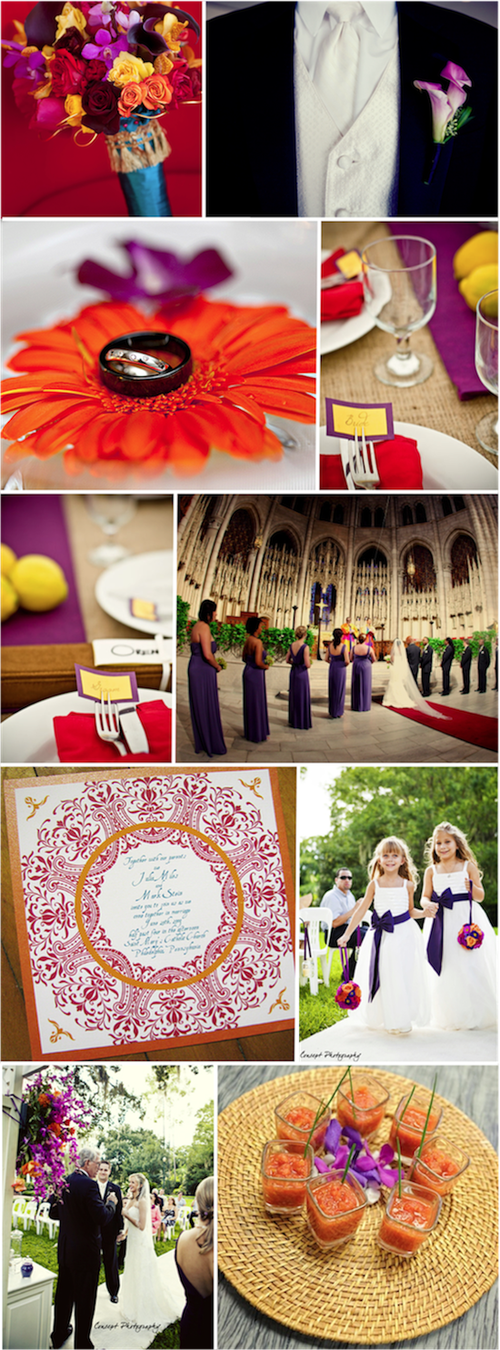 Vibrant Wedding Colors: Yellow, Orange, Purple & Pink for a Fun Celebration