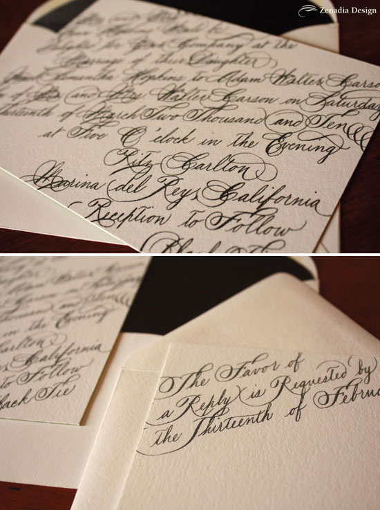 Black Tie Wedding Invitation: Classic Design with Modern Calligraphy