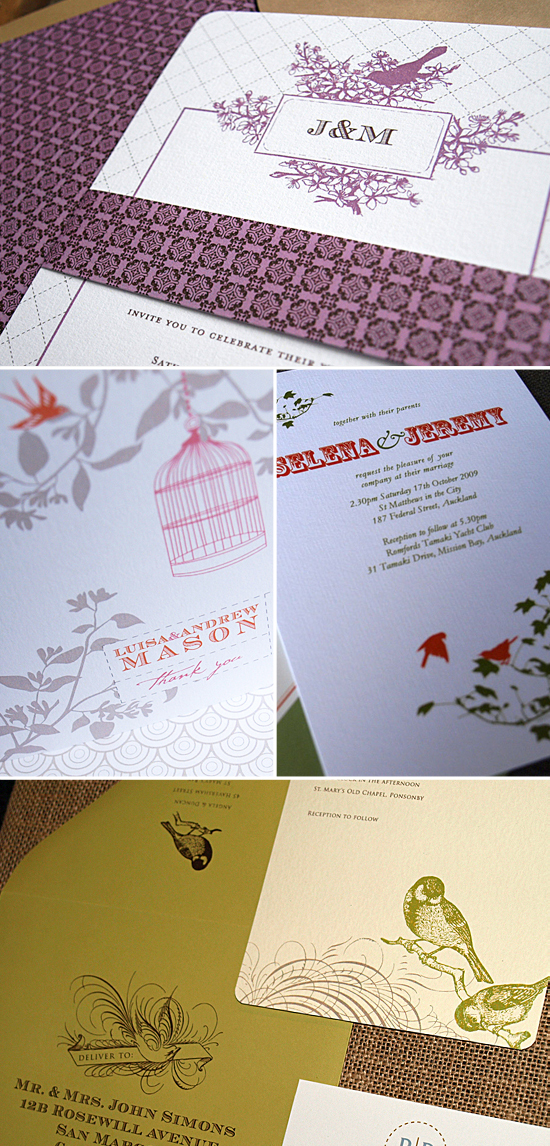 Elegant Bird-Themed Wedding Invitations by Ruby & Willow