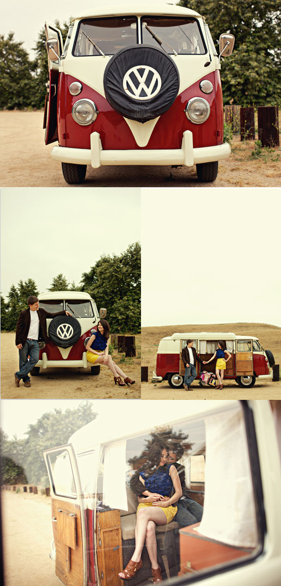 Retro Engagement Photoshoot with a Vintage VW Bus