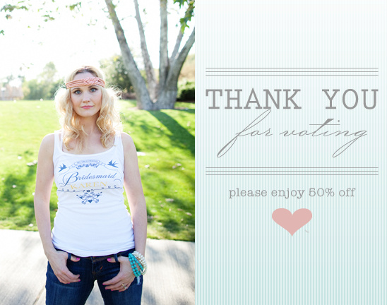 Thank you for voting & 50% off at Wedding Chicks!