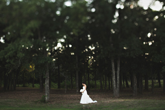Beautiful Texas Bride in White Dress Poses in Forest Photoshoot