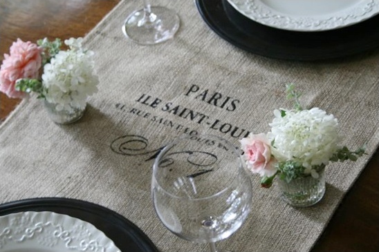 DIY French Wedding Ideas: Burlap Table Runner & Free Monogram