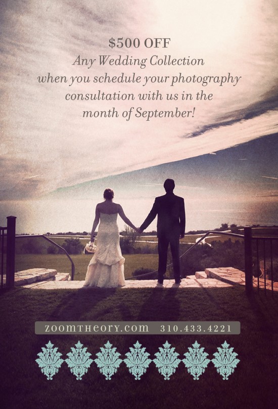 Wedding Photography Discount: $500 OFF in September with Zoom Theory!