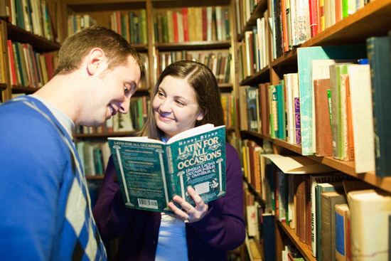 Bookstore Engagement Photos: Nina & Tony