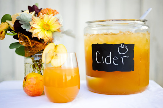 Fall DIY Wedding Inspiration with Apple Cider and Silver Accents