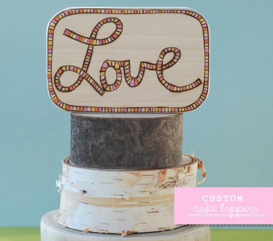 Custom Wooden Wedding Cake Toppers with Pet Options