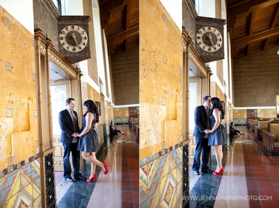 Downtown Los Angeles Engagement Session with Red Balloons & City Views