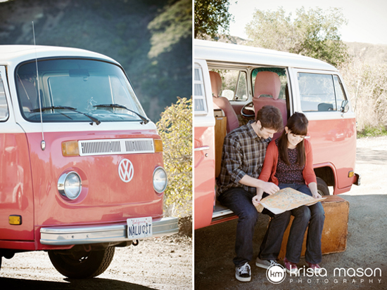 Vintage VW Bus Engagement Shoot in Laguna Beach & Orange County