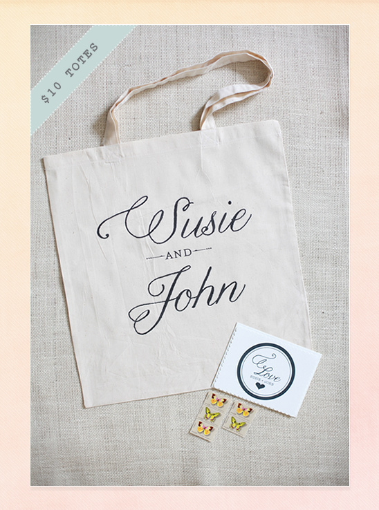 New $10 Custom Wedding Tote Bags & Free Matching Download!
