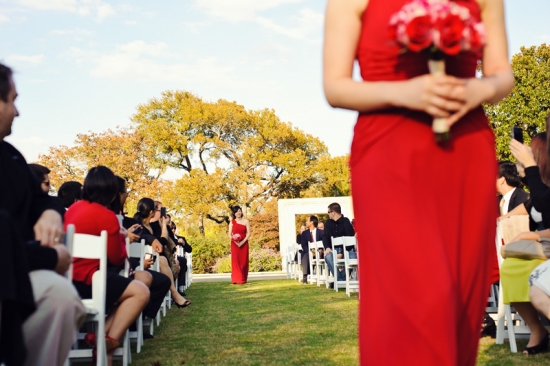 Romantic Dallas Arboretum Wedding with Red Bridesmaid Dresses