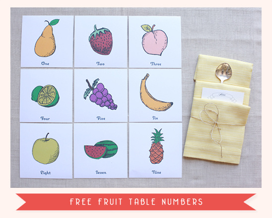 Free Fruit-Themed Wedding Menu & Table Numbers