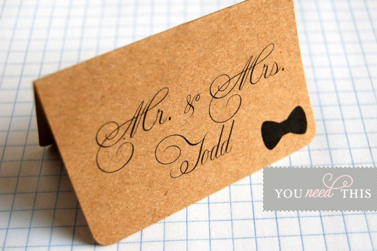 Elegant Bow Tie Place Cards for a Chic Wedding Reception