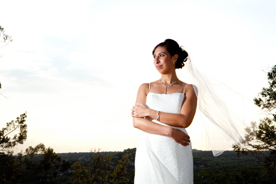 Bride's Texas Hill Country Bridal Session with Succulents and Blue Sky