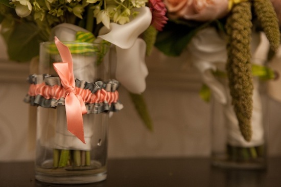 Stylish Camouflage Wedding Garter: Coral & Digital Print Design