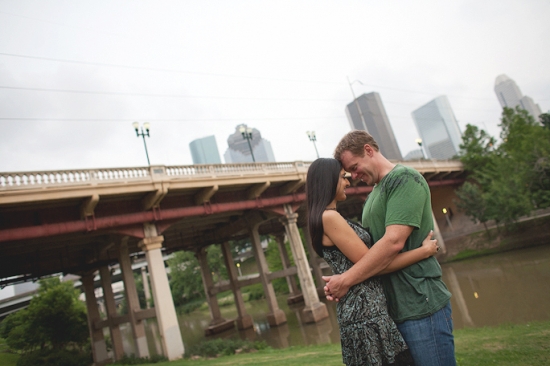 Houston Engagement Photos: Loving Couple & City Skyline