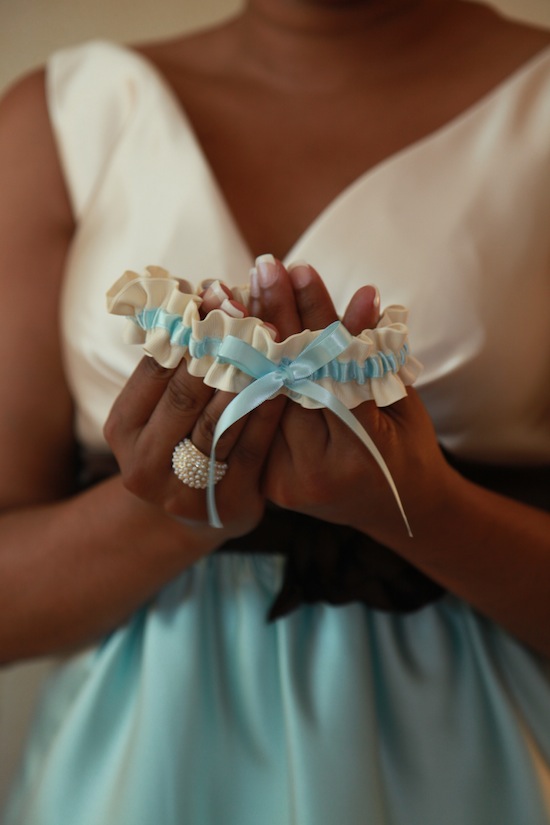 Vanessa's Simple & Blue Custom Embroidered Wedding Garter