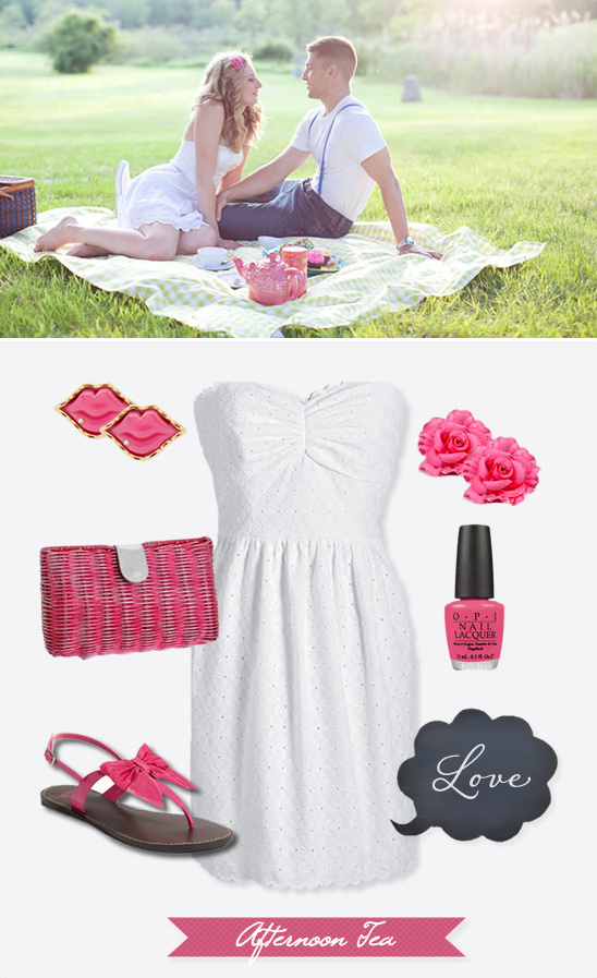 Engagement Outfit Inspiration: White Eyelet Dress & Pink Accents