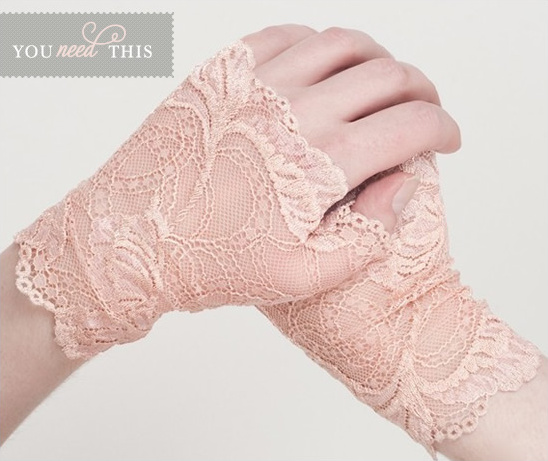Elegant Peach Lace Fingerless Gloves for Weddings