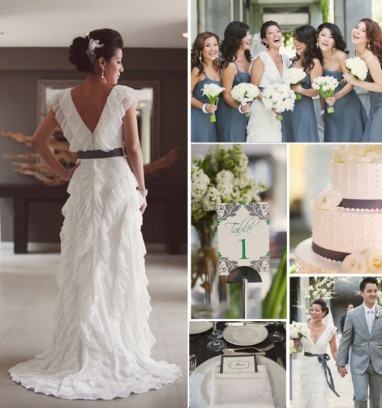 Elegant Gray & Emerald Green Wedding Inspiration