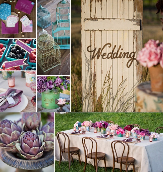 Violet and Aqua Wedding Inspiration: A Vintage or Retro Glam Affair