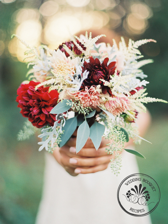 DIY Fall Wedding Bouquet Recipes: Burgundy Dahlia & Blueberry Inspiration