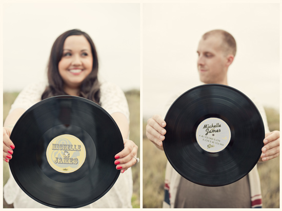 Vintage Vinyl Engagement Shoot at Palos Verdes Cliffs