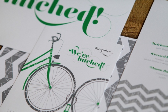 Casual Modern Wedding with Newspaper Decor and Chevron Details