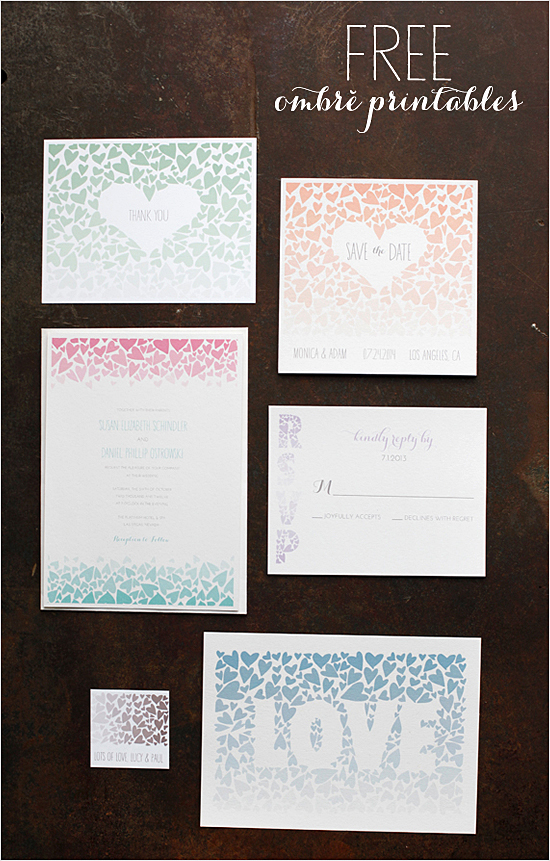 Free Ombre Wedding Printables: Invitations, Save-the-Dates & More!