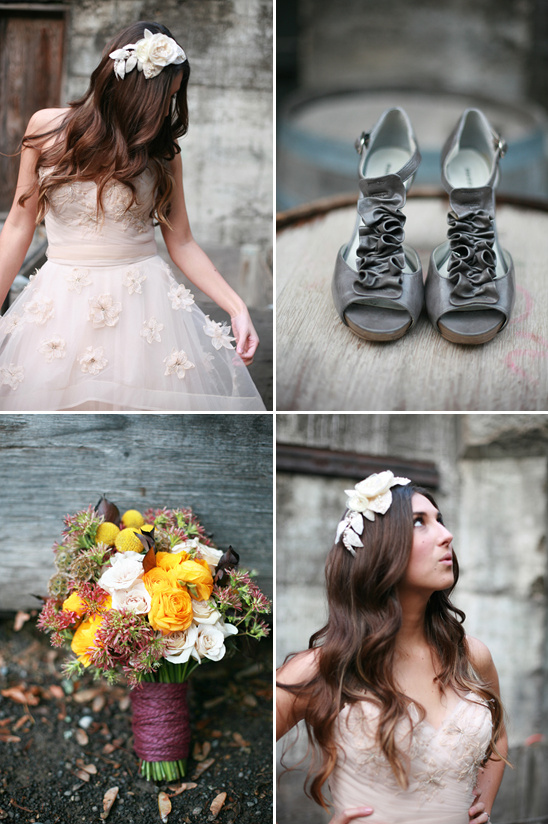 Portland Fall Wedding Inspiration: Pink Dress & Rustic Decor