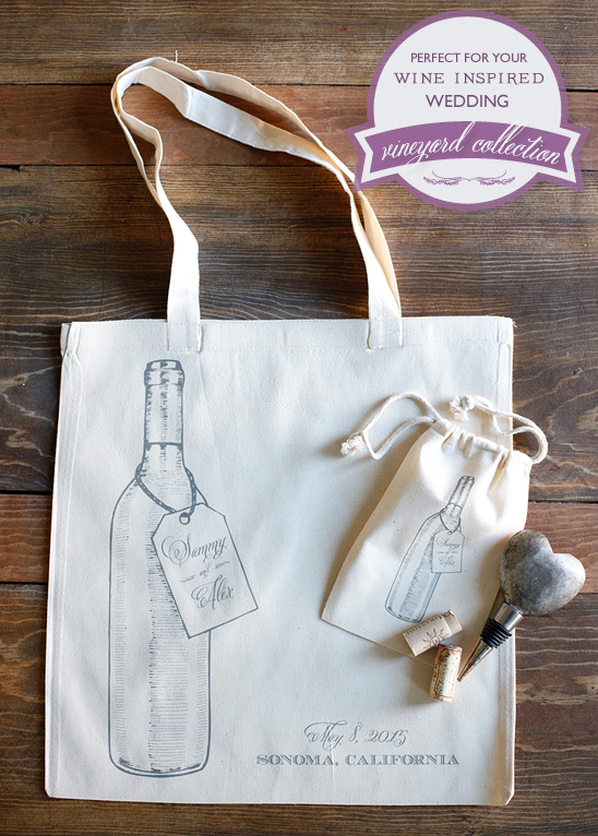 Vineyard Wedding Favors: Tote Bags & Wine Gifts