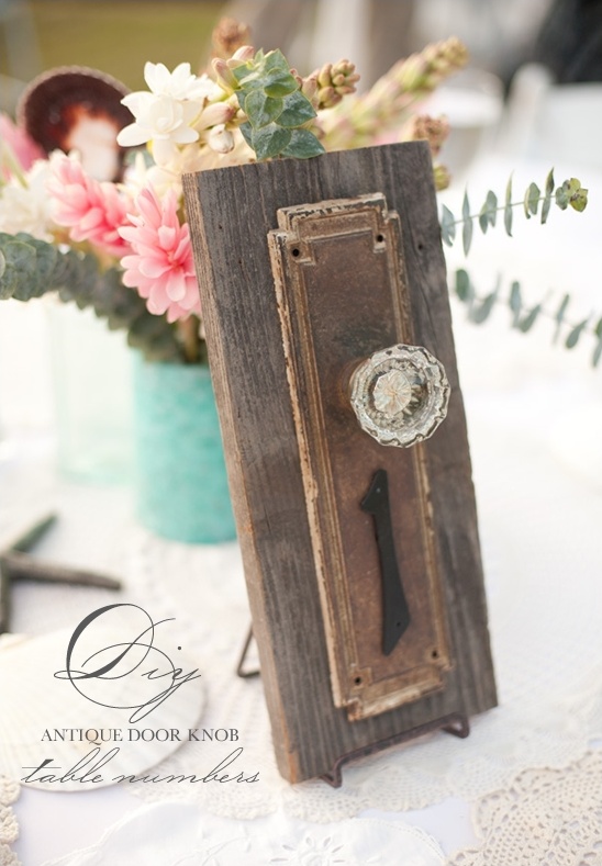 DIY Antique Doorknob Wedding Table Numbers