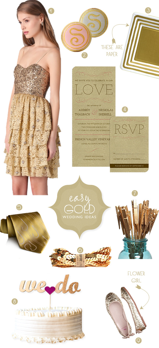 Golden Wedding Ideas for Sparkle and Glamour