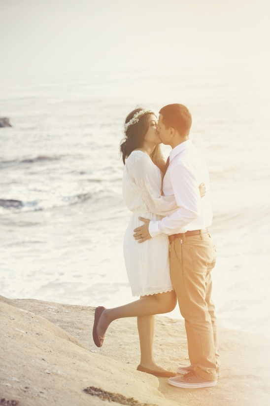 Romantic San Diego Elopement: Beach Kiss at Sunset