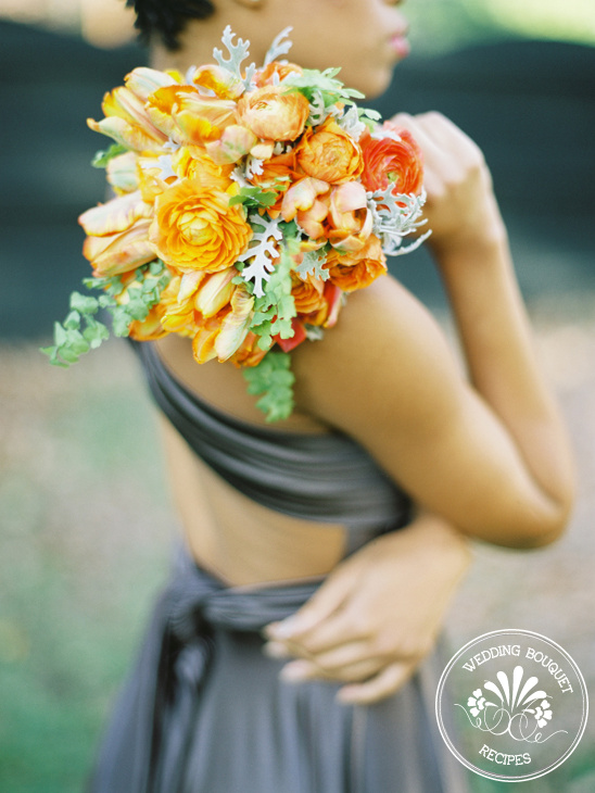 Stunning Tangerine Bridesmaid Bouquet - 2012 Pantone Wedding Color