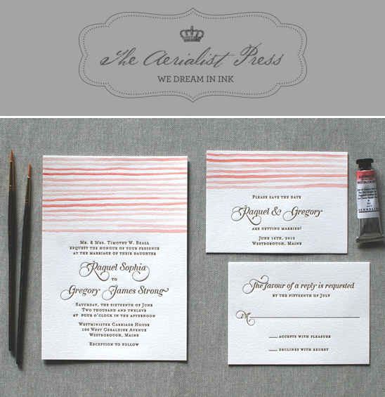 Affordable Letterpress Wedding Invitations by The Aerialist Press