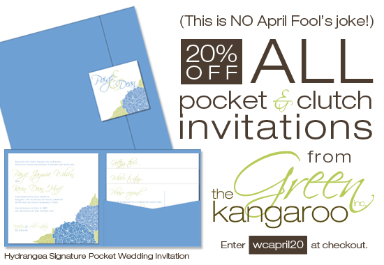 April Wedding Invitation Sale: 20% Off Pocket & Clutch Invitations