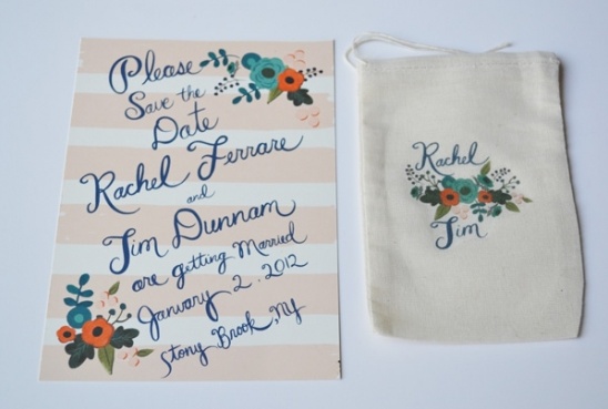 Teal and Tangerine Wedding Favors: Rustic Bags & Color Schemes