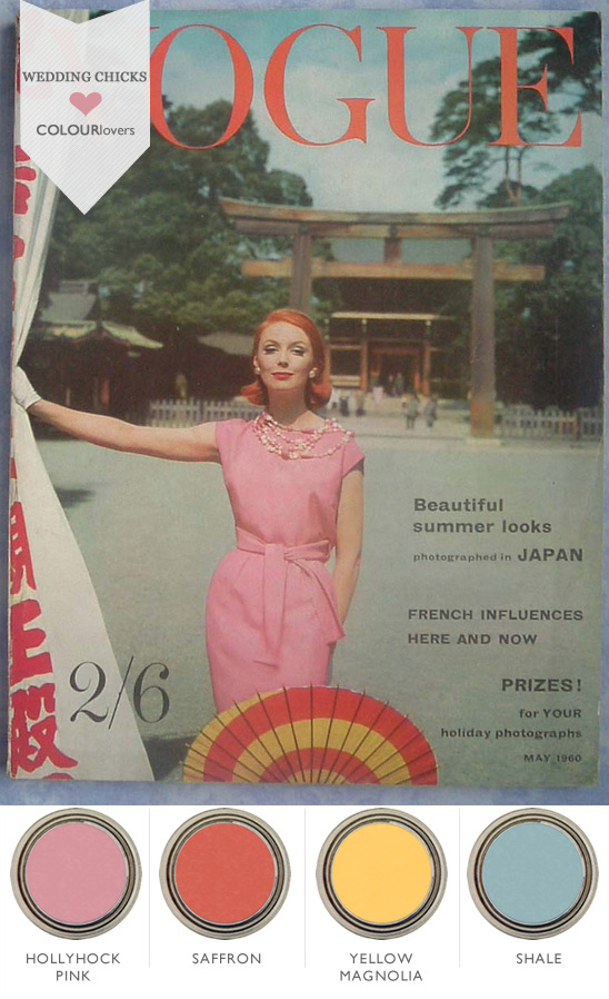 Retro Wedding Inspiration: 1960s Vogue Color Palette for Picnic
