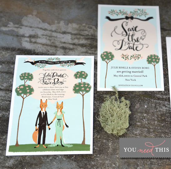 Adorable Animal Wedding Invitations: Shh My Darling's Romantic Style