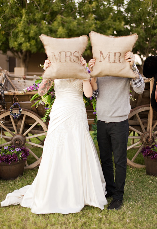 Eclectic Country Wedding with Horses and Wagon Altar