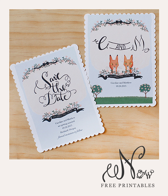 Free Wedding Printables: Save the Date & Monogram Cards