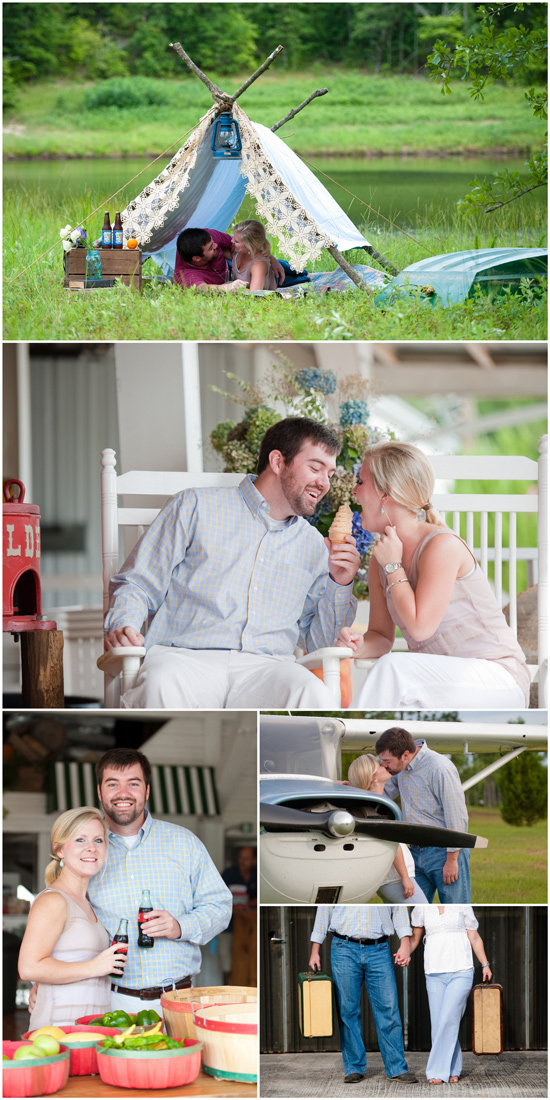 Georgia Engagement: Peach Ice Cream, Pond, Beer, and Airplanes